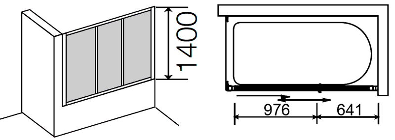 Provex Classic 0012 BC 28GL-L  Штора 1400x1700 для ванны (прозрачное стекло)