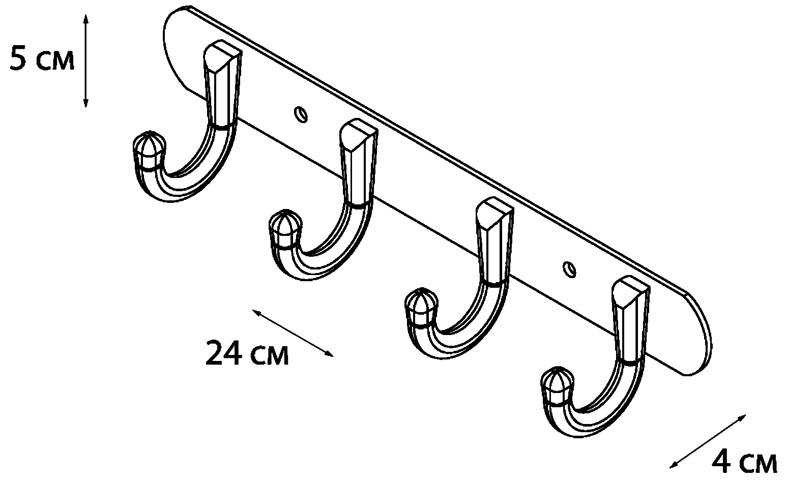 Fixsen FX-1714 Планка с 4-мя крючками