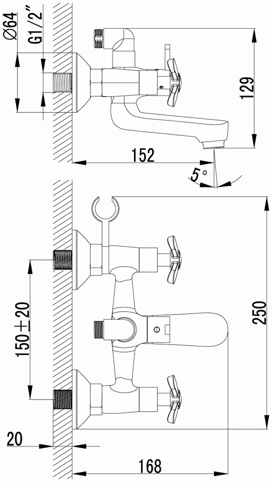 Lemark Partner LM6542C Смеситель для ванны