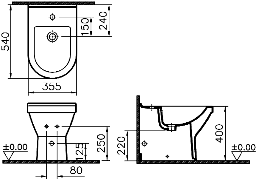 Vitra S50 5325B003-0288  Биде напольное