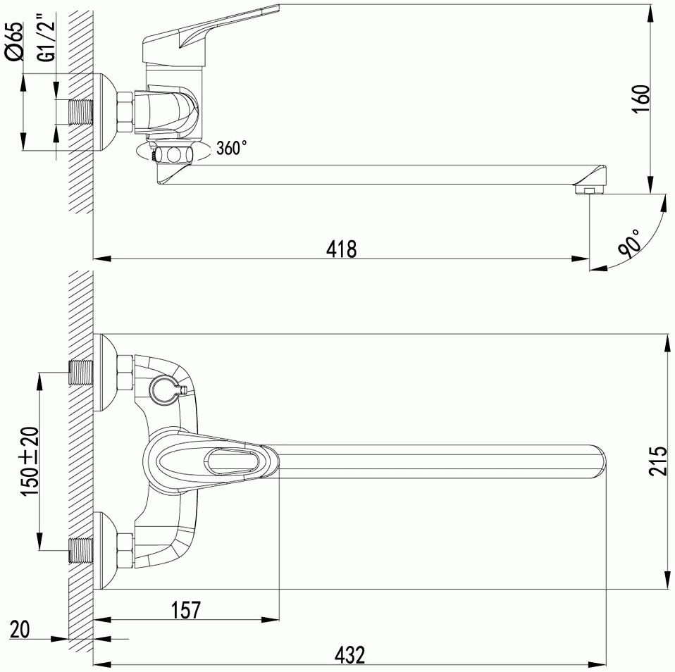 Lemark Luna LM4117C Смеситель для ванны с длинным изливом