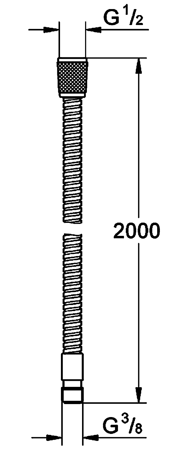 Grohe Relexaflex 28158 001 Душевой шланг 2.00 м 1/2"х3/8" (металл)