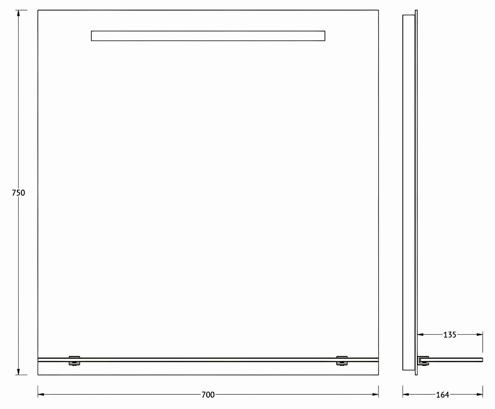 Evoform Ledline-S BY2155 Зеркало 700x750 с полочкой и LED-светильником