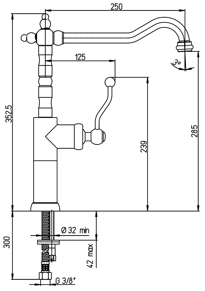 Paini Duomo 88F3572LL Смеситель кухонный (бронза)