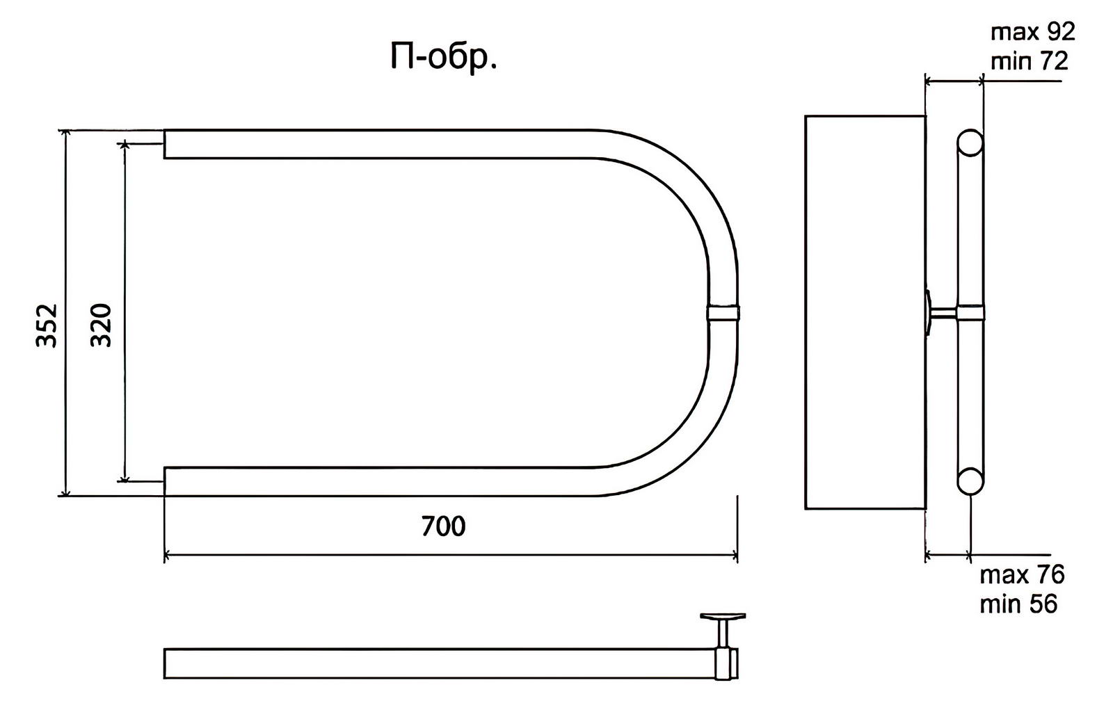 Terminus П-образный Полотенцесушитель водяной 320x700