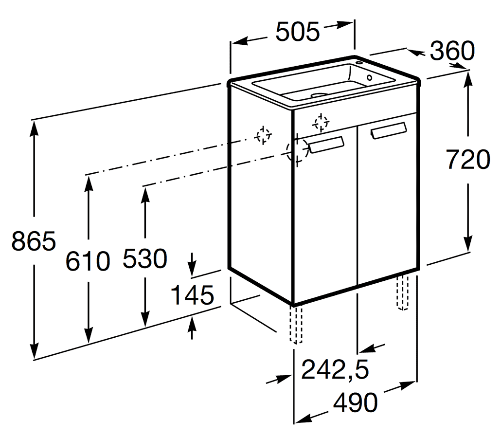 Roca DEBBA ZRU9302709/32799J000 Тумбочка с раковиной 500x360