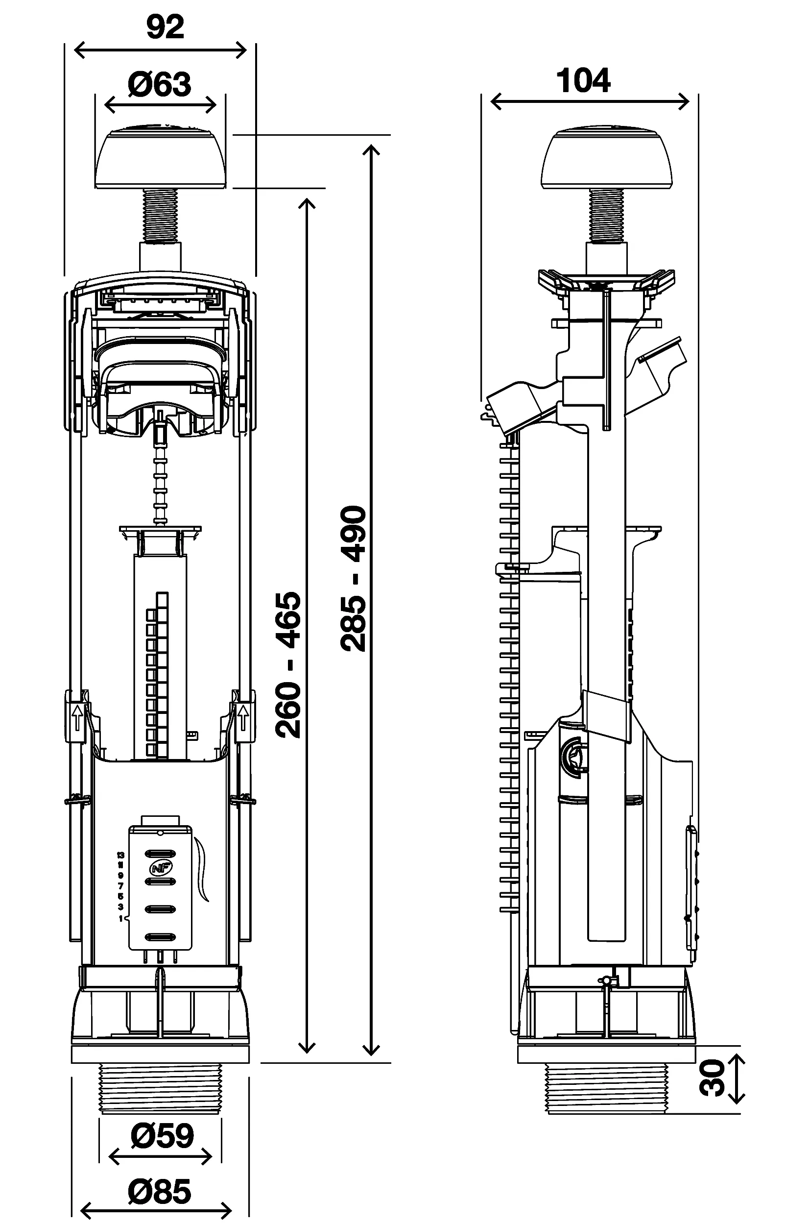 OLI Atlas 501121 Смывное устройство для унитаза (2 объёма)