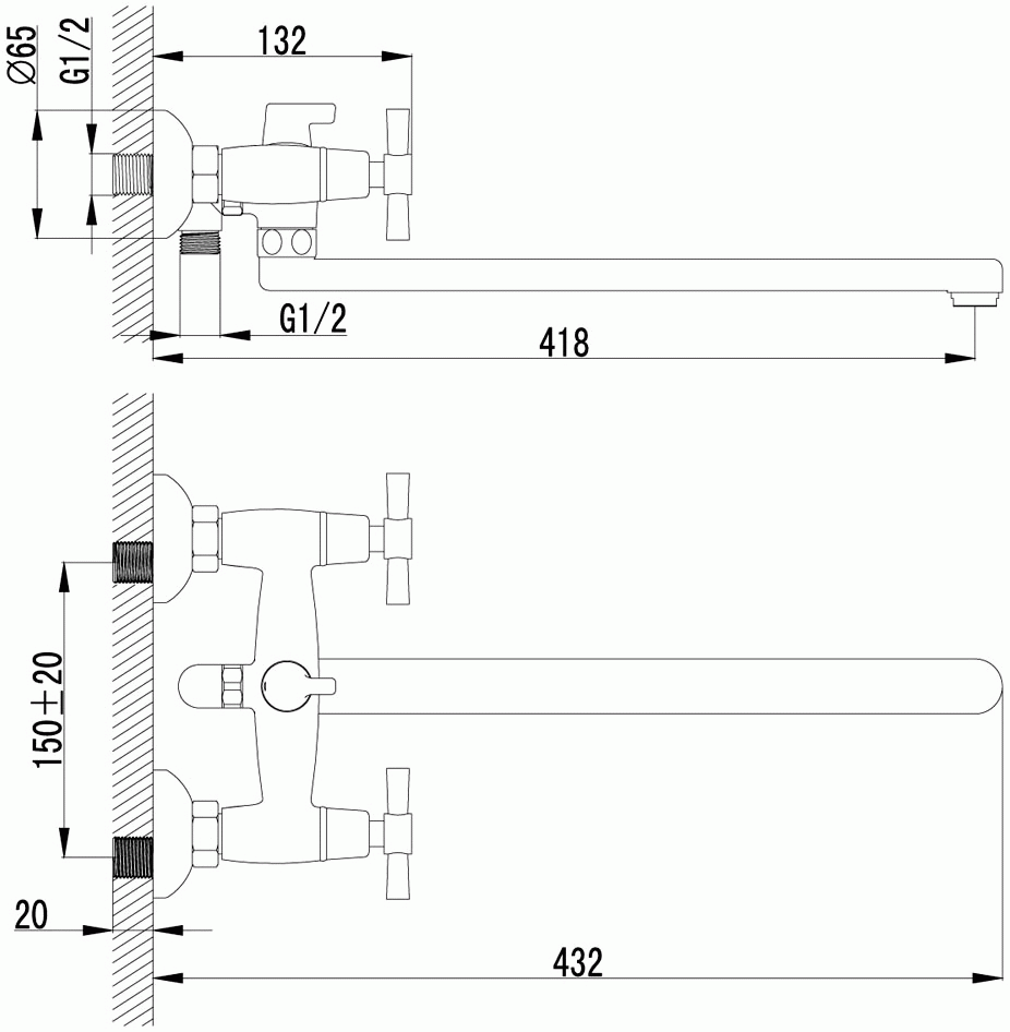 Lemark Neo LM2212C Смеситель для ванны с длинным изливом