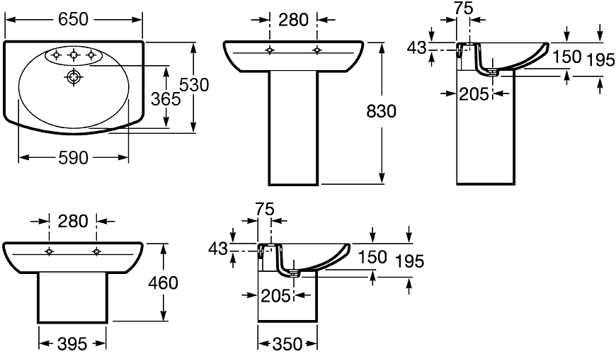 Roca Dama Senso 327511000  Раковина 650х530