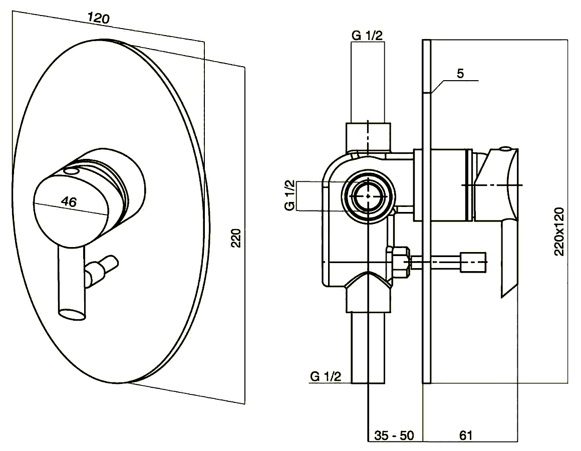 AM·PM Awe F1585000 Смеситель для ванны встраиваемый