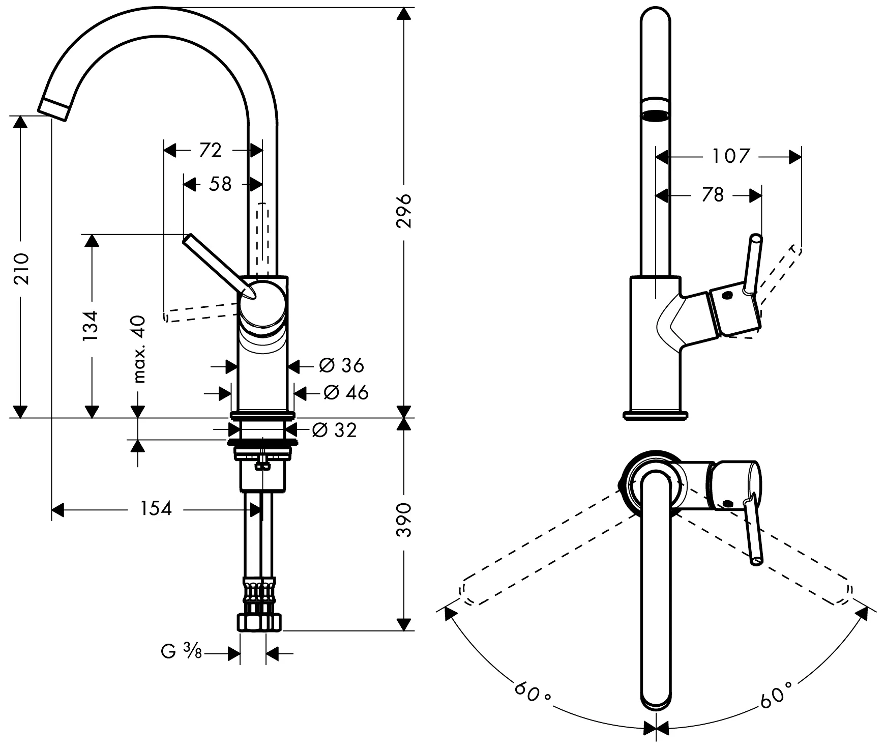 Hansgrohe Talis 32082 000 Смеситель для раковины высокий