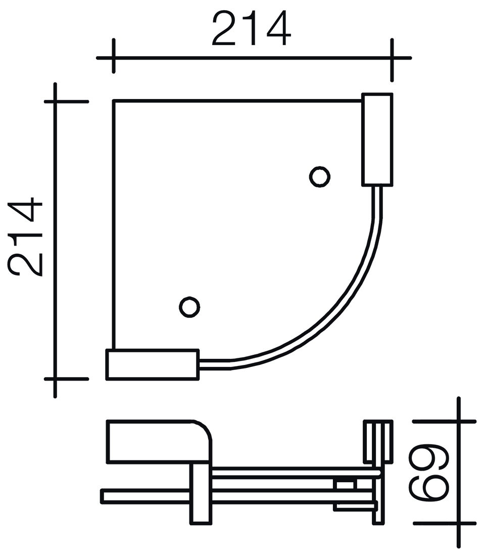 Schein Allom 2212B1 Полка угловая с ограничителем (стекло)