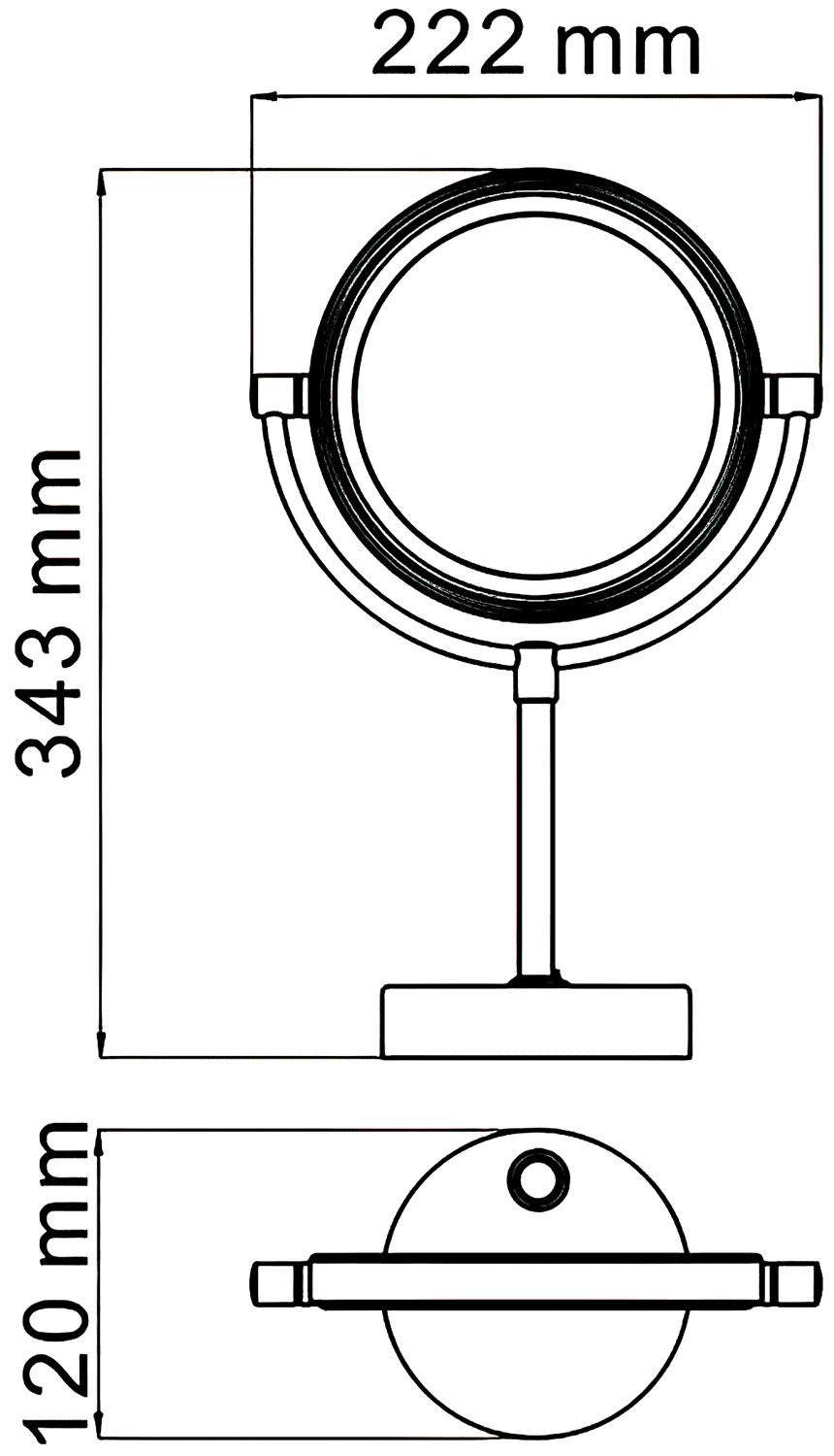 WasserKraft K-1005BLACK Зеркало косметическое настольное с подсветкой 3X (чёрный)