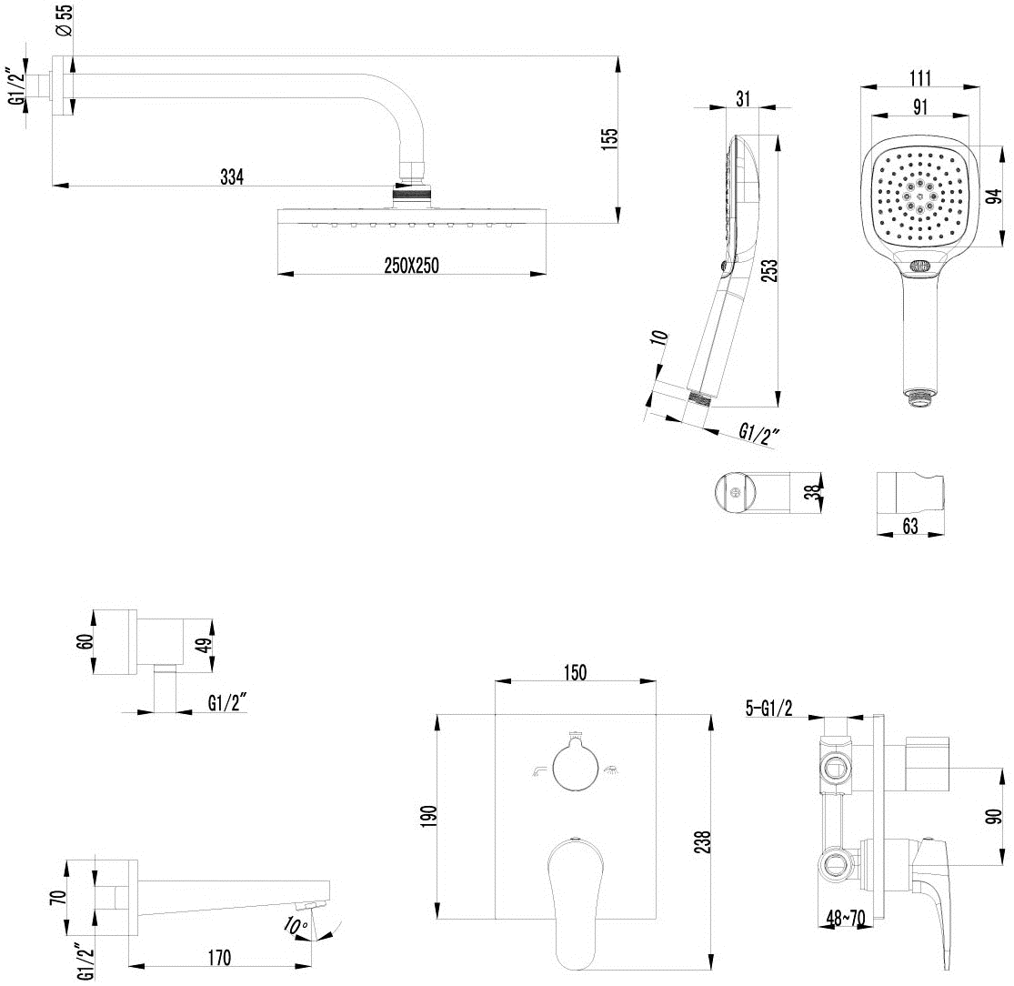 Lemark Shift LM4322C Смеситель для ванны