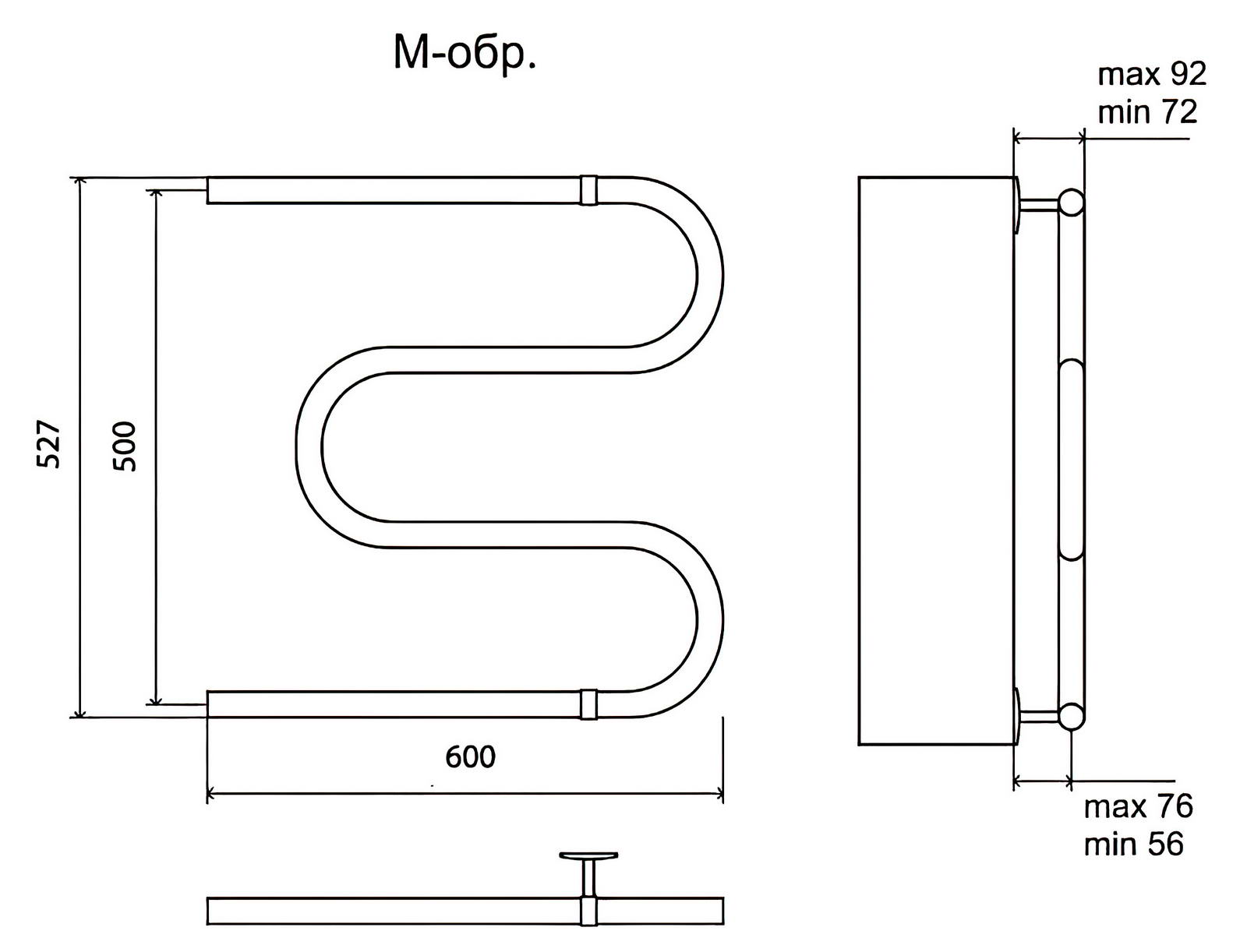 Terminus М-образный G3/4" Полотенцесушитель водяной 500x600