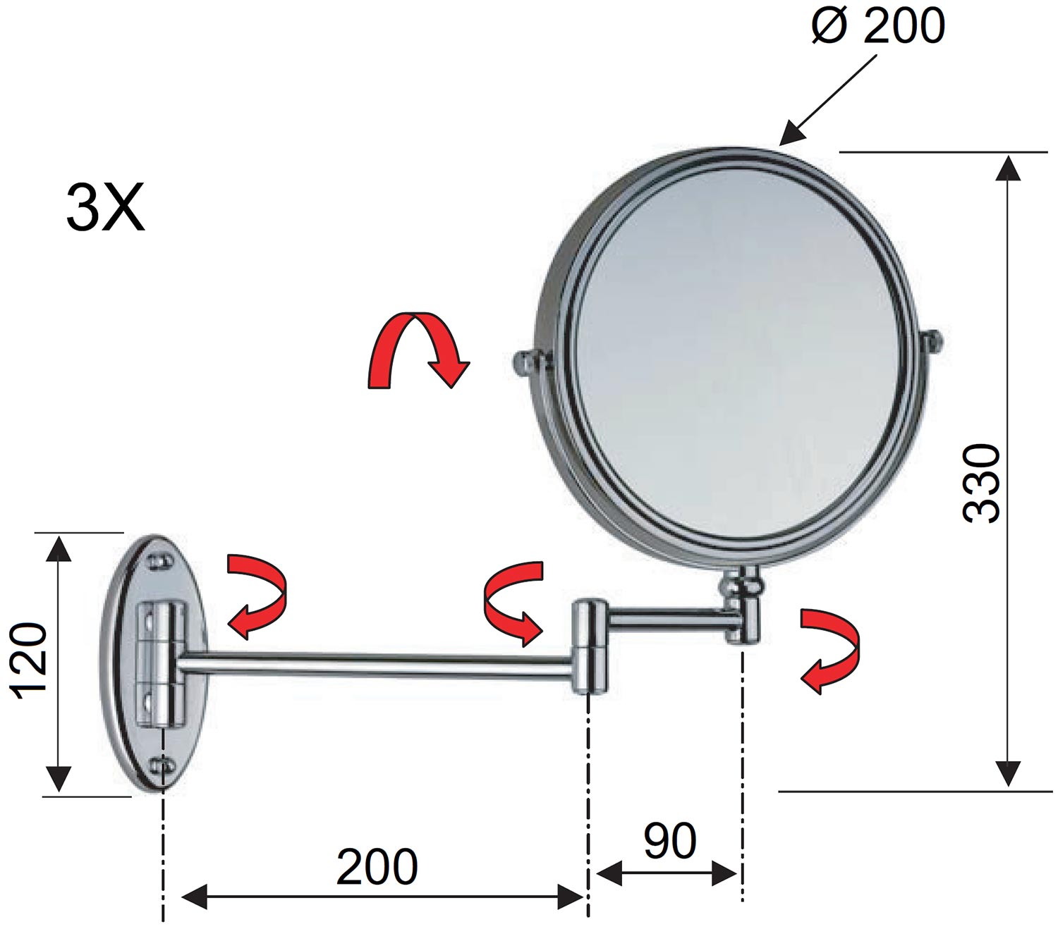 Remer Acces RB635 Зеркало косметическое настенное 3X