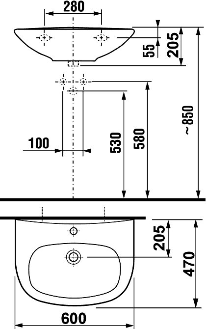 Jika Zeta 8.1039.2.000.104.1 Раковина 600х470