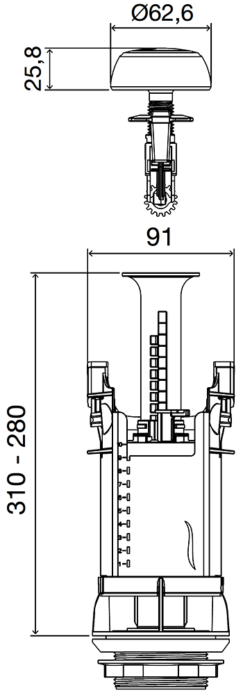 Oliveira Atlas 501120 Смывное устройство для унитаза тросиковое (2 объёма)