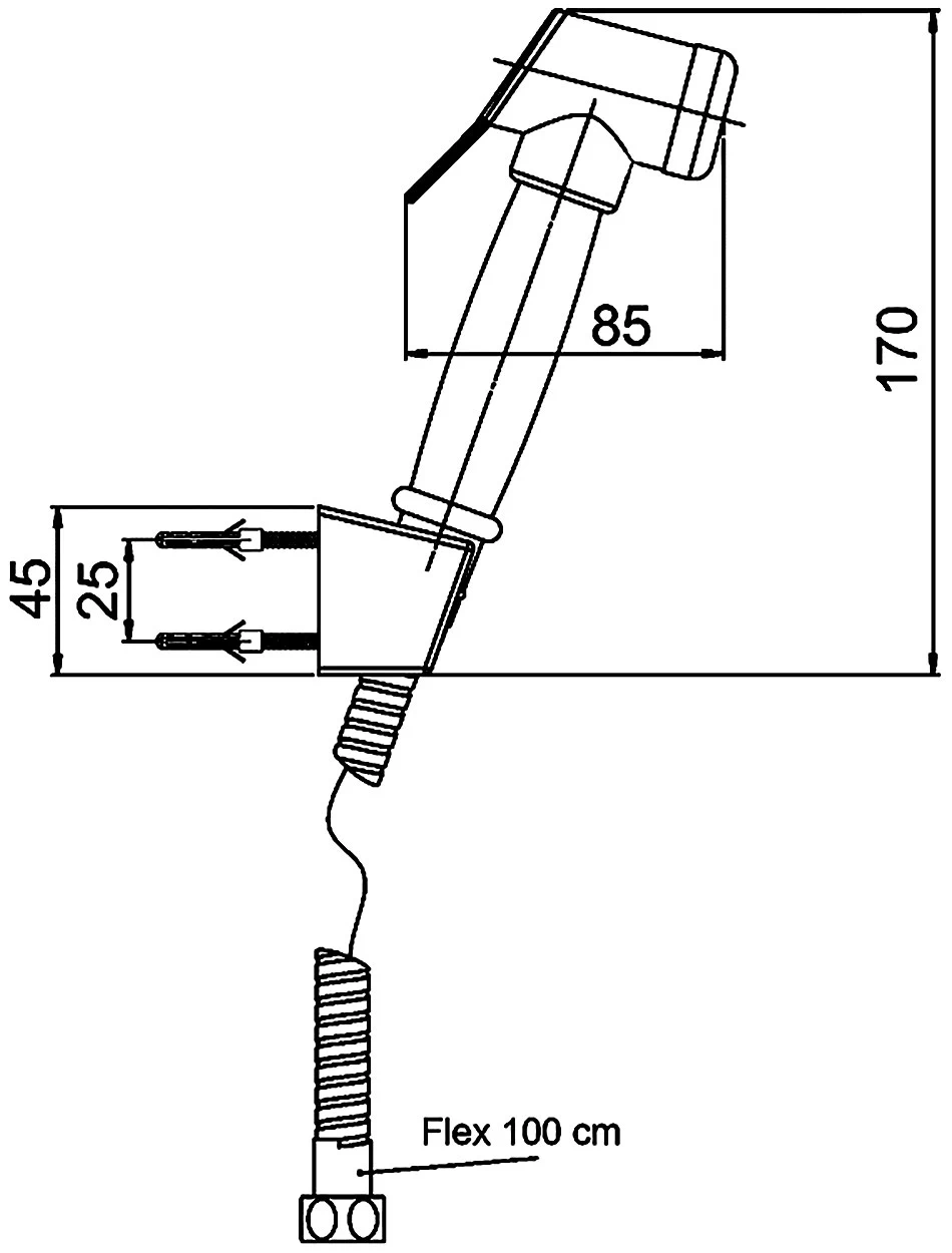 Paini Aria 53CR174KIT Гигиенический душ с кронштейном и шлангом (металл)