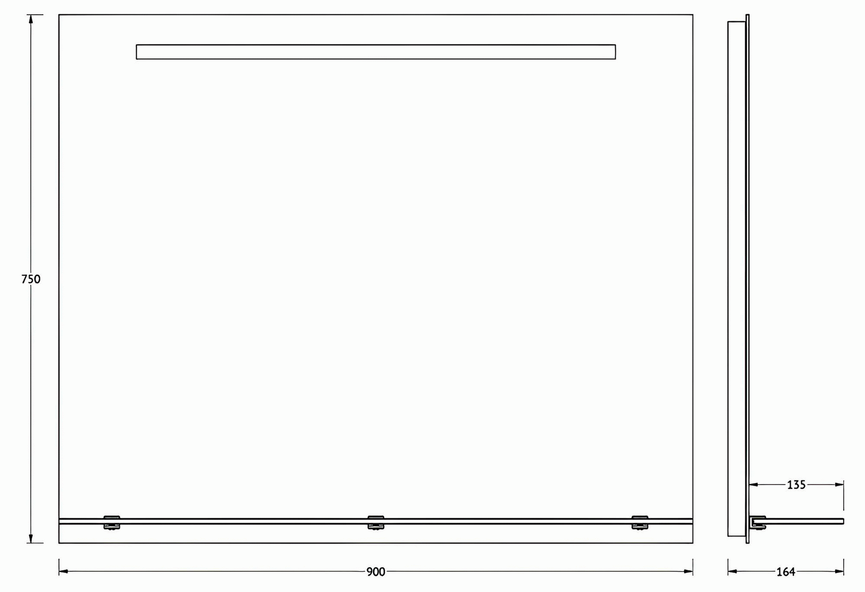 Evoform Ledline-S BY2157 Зеркало 900x750 с полочкой и LED-светильником