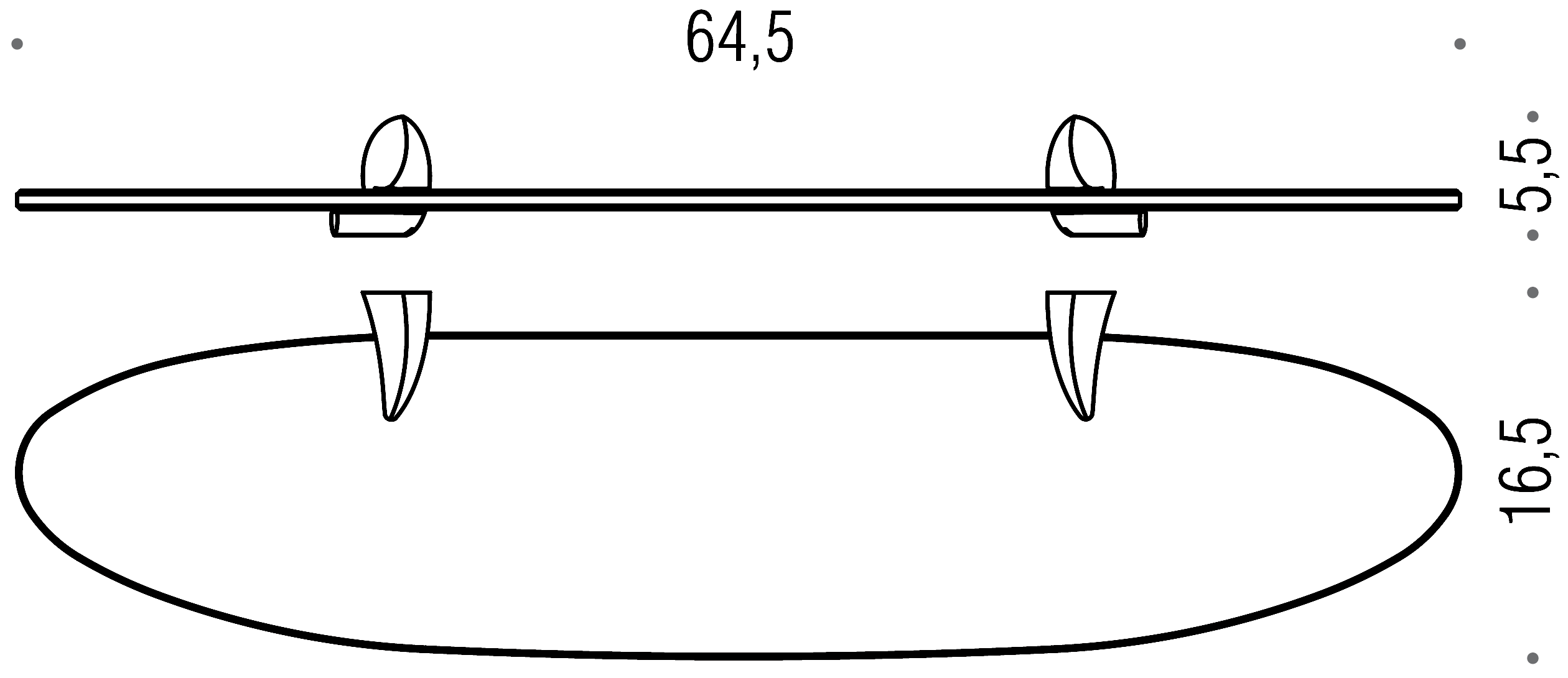 Colombo Link B2416 Стеклянная полка 64.5 см