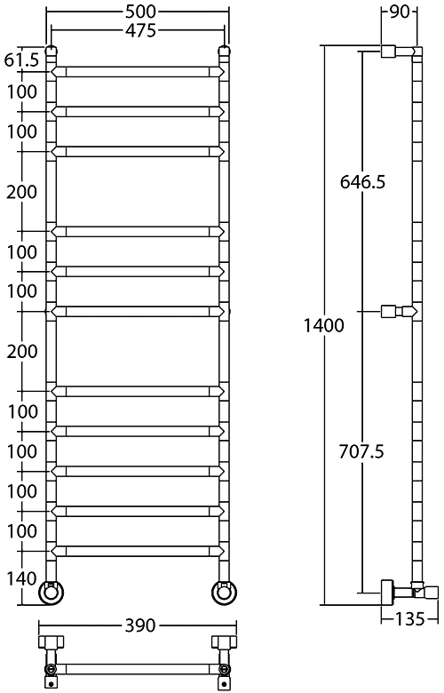 Margaroli Sereno 484/11 CR  Водяной полотенцесушитель (хром)