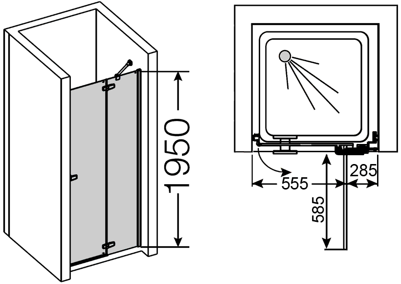 Provex Combi 0004 CN 05GL-R  Дверь 900x1950 в душевой проём (прозрачное стекло)