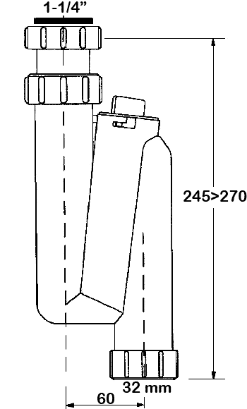 MRW3  Сифон 1-1/4"х32 S-образный вертикальный, McAlpine